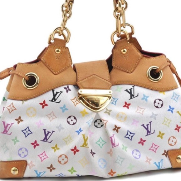 Authentic LOUIS VUITTON Monogram Multicolor Ursula Hand Bag White - Picture 1 of 9